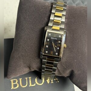 Bulova Classic Diamond Ladies Quartz Watch 98P230 Two tone New open Box